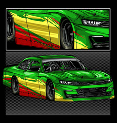 Green Drag Racing Car With Yellow Strip