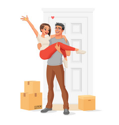 Happy Couple Moving To A New House