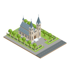 Isometric Catholic Church Building Isolated