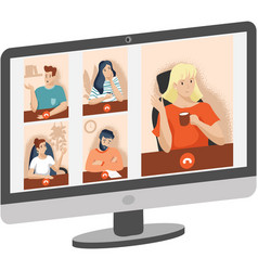 Online Video Conference On Computer Screen Icon