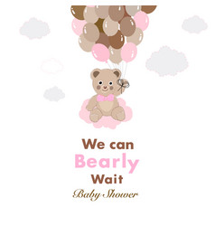 Teddy Bear Holding Pink Clouds Baby Shower