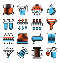 Water Air And Car Oil Filter Related Icons Set