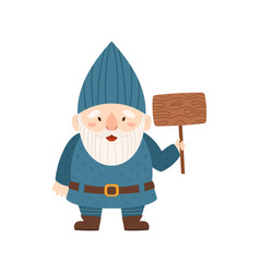 Funny Garden Gnome Holding Wooden Board With Place