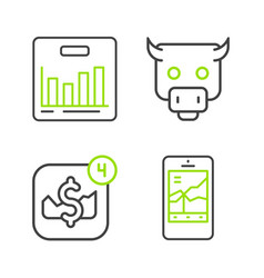 Set Line Mobile Stock Trading Bull Market And Pie