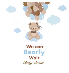 Teddy Bear Holding Blue Clouds Baby Shower