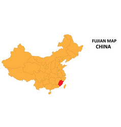 Fujian Province Map Highlighted On China Map