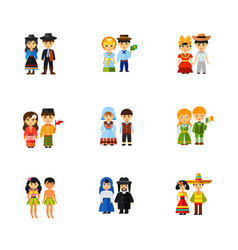 People In National Dress Icon Set