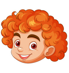 Happy Child With Curly Red Hair Smiling