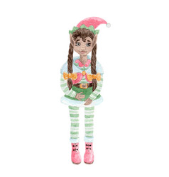 Little Christmas Girl Elf Watercolor Clip