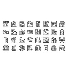 Real Property Assessment Icons Set Outline