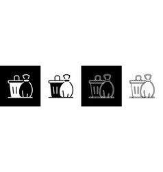 Set Trash Can Icon Isolated On Black And White