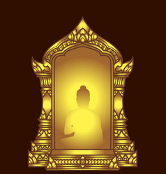 Silhouette Golden Buddha Inside Temple Arch