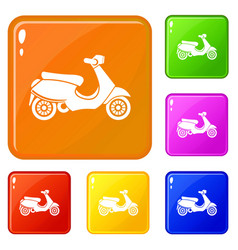 Vespa Scooter Icons Set Color