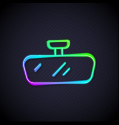 Glowing Neon Line Car Mirror Icon Isolated On