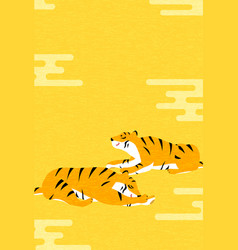 2022 New Years Card Tiger Year Two Tigers Lying