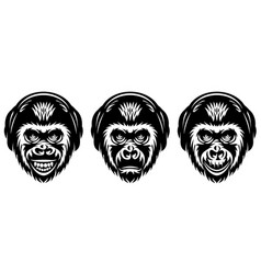 Monkey Head Template Set With Headphones