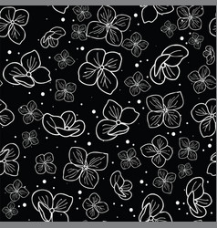 Seamless Pattern Hand Drawn Outline Hydrangea