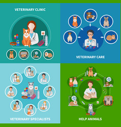 Veterinary Flat Icons Concept