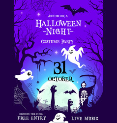 Halloween Party Flyer With Cemetery Ghosts