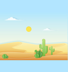 Trendy Paper Cuted Style Desert Landscape With