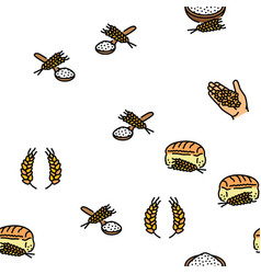 Wheat Grain Bread Harvest Seamless Pattern