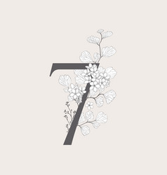 Blooming Floral Number 9 Monogram And Logo Vector Image