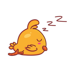 Cute Chick Sleeping Tired Animal Cartoon Isolated