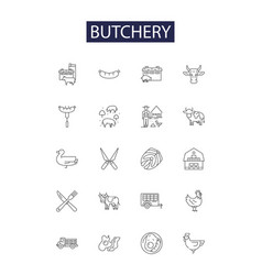 Butchery Line Icons And Signs Meat Beef