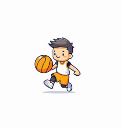 Cute Boy Playing Basketball Cartoon Character