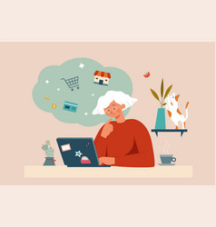 Elderly Woman Doing Online Shopping