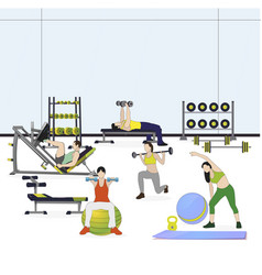 Gym With Sport Equipments With Man And Women