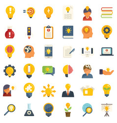 Idea Icons Set Flat Light Bulb