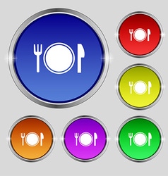 Plate Icon Sign Round Symbol On Bright Colourful