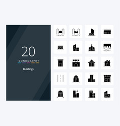 20 Buildings Solid Glyph Icon For Presentation