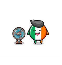 Cute Ireland Flag Is Standing In Front Of The Fan