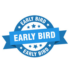 Early Bird Ribbon Bird Round Blue Sign