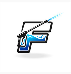 Power Wash Logo With Letter F Concept