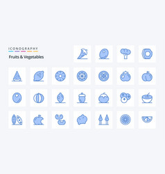 25 Fruits Vegetables Blue Icon Pack