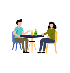 A Couple Is Sitting In Restaurant