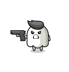 Cute Ghost Character Shoot With A Gun