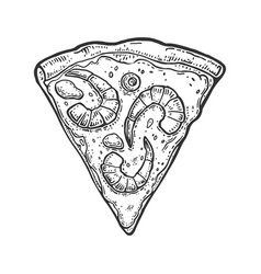 Slice Pizza Seafood Vintage Engraving