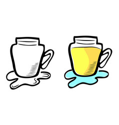 Spill Yellow Cold Drink Simple Doodle Hand Draw