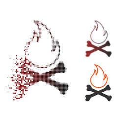 Dissolved Pixel Halftone Bones Hell Fire Icon