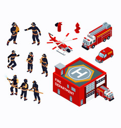 Fire Department Isometric Icons Set