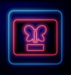 Glowing Neon Butterfly In A Frame Icon Isolated