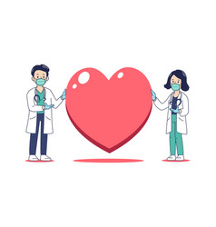 Male And Female Doctor With Big Heart