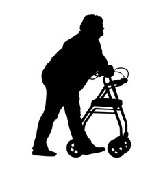 Disabled Woman Using A Walker Silhouette