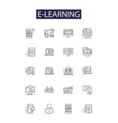 E Learning Line Icons And Signs Internet