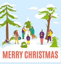 Merry Christmas Banner Cartoon Winter Holiday