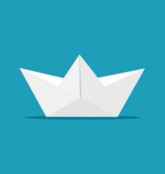 Paper Boat Origami Boat Icon Isolated On Blue